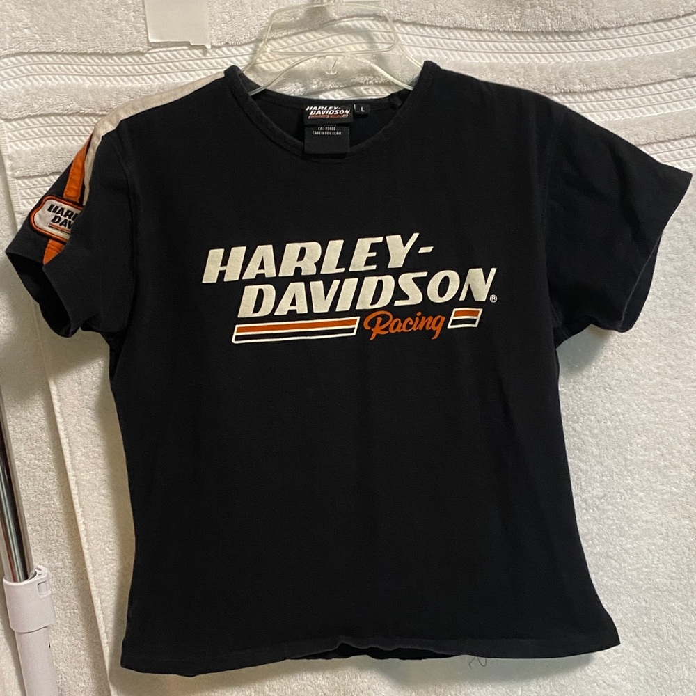 Harley-Davidson Ladies Black and Orange Racing Tee T8